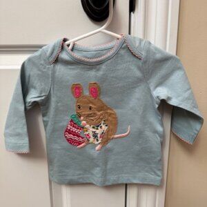Baby Boden Christmas Mouse Top (Size 3-6 Months)